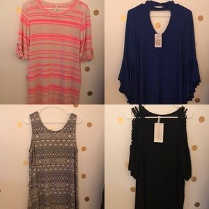 NWT Boutique Dress Lot Stripe Ruffle Pockets Small